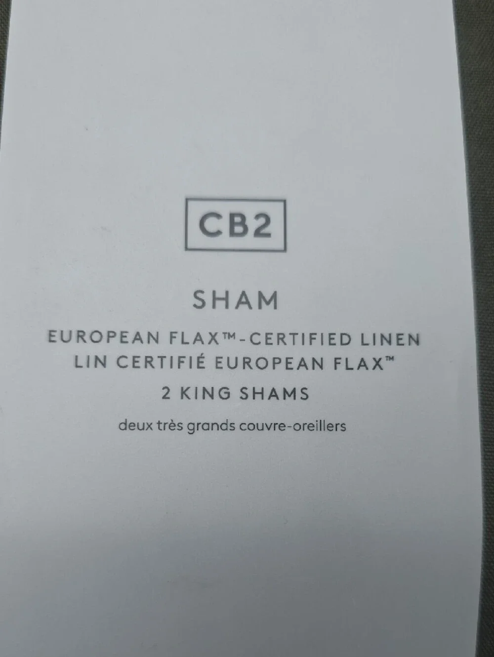 NEW!!! CB2 Classic European Linen Forest Green King Pillowcases Set of 2